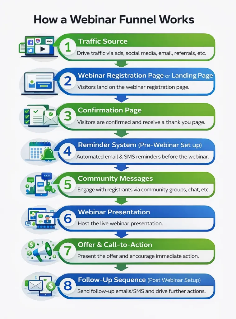 How a Webinar Funnel Works (Step-by-Step)