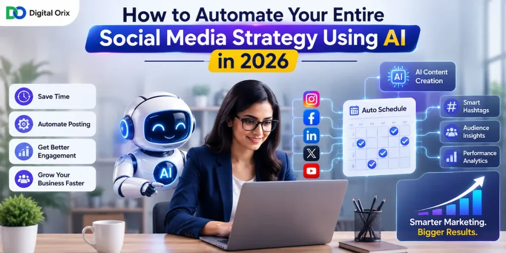 Social media AI automation 2026 with AI-powered content creation, auto scheduling, hashtags, analytics, and marketing automation